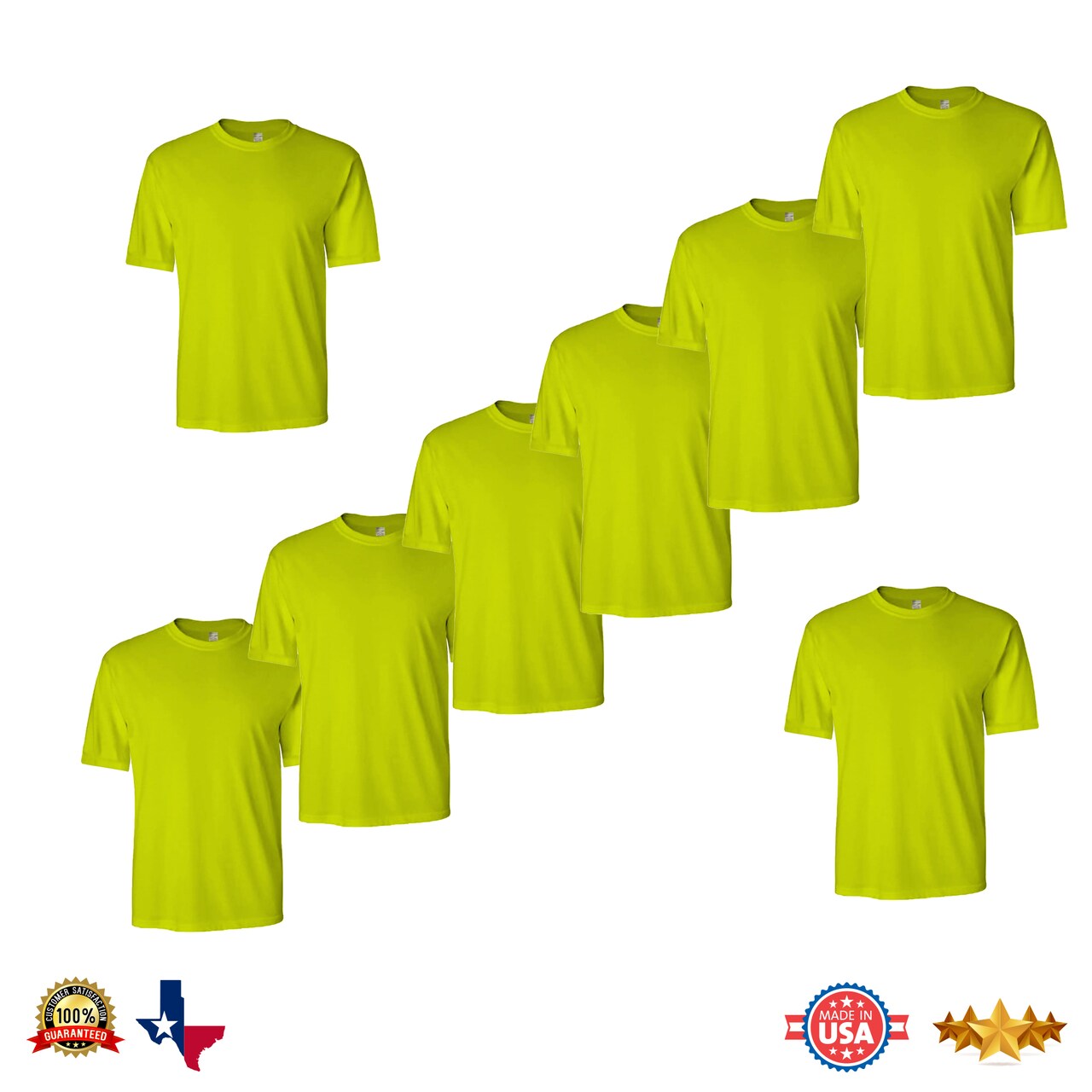 RADYAN® Short Sleeve Safety Work Shirt for Men High Visibility Cotton Blend Crewneck Construction Tee